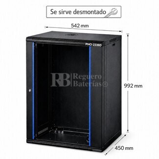 Armario Rack 20U 542x450 mm desmontado | Mural Phasak ECO PHO 2220-D